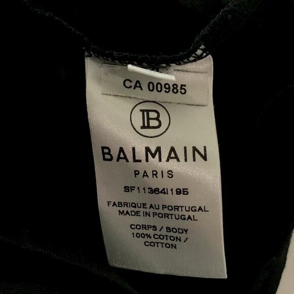 Balmain Black Tee with Gold Medallion Design - Picture 5 of 8